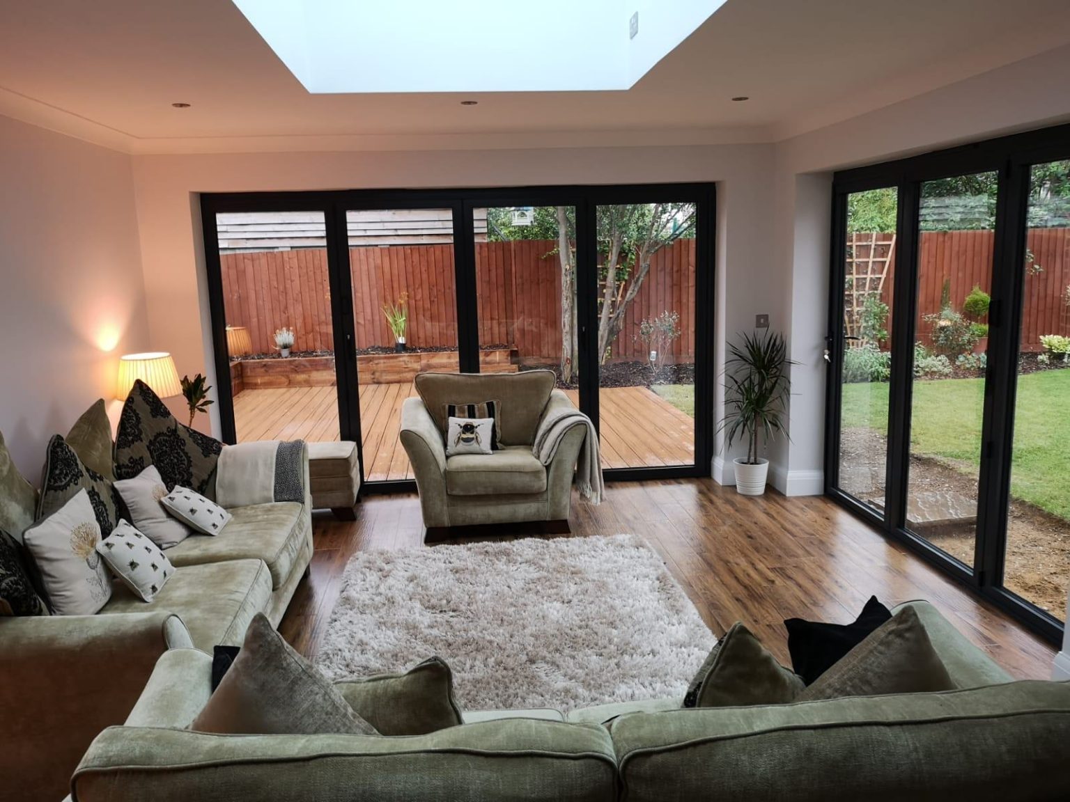 House extension in Milton Keynes with lots of natural light from skylights & bi-fold doors